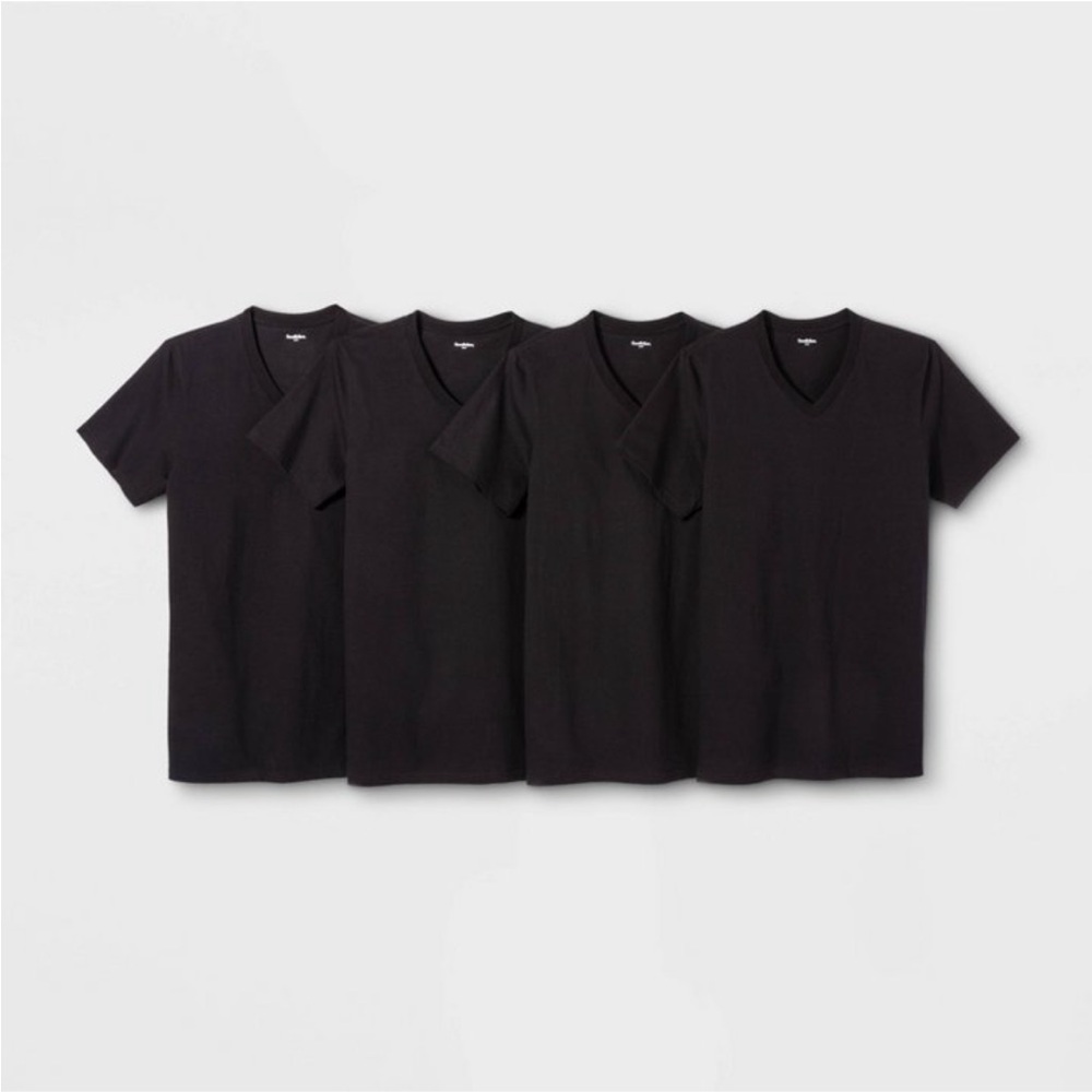 Black V-Neck T-Shirts Set
